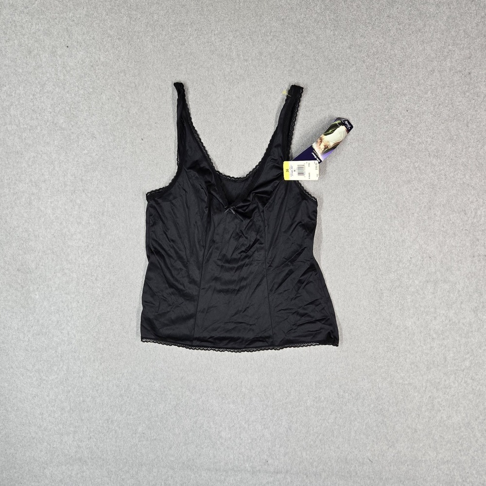 Vanity Fair Women Sleepwear 36/42 Black Nylon Camisole Satin 17760 Glance NWT